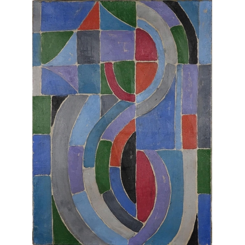 2271 - Abstract composition, geometric shapes, oil on canvas, bearing a signature Sonia Deliunay, unframed,... 
