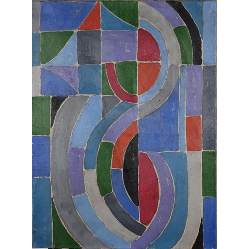 2271 - Abstract composition, geometric shapes, oil on canvas, bearing a signature Sonia Deliunay, unframed,... 