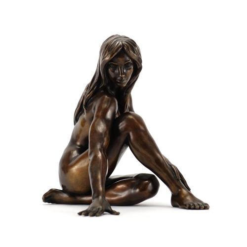 2086 - Ronald Cameron, patinated bronze study, Maria, limited edition 14/25, 27cm high