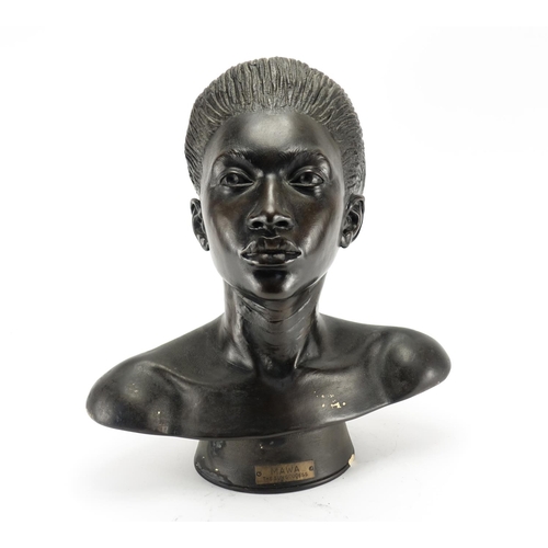 2139 - Laura Lian, bronzed terracotta bust, Mawa The Son Goddess, with plaque numbered 3/200, 47cm high