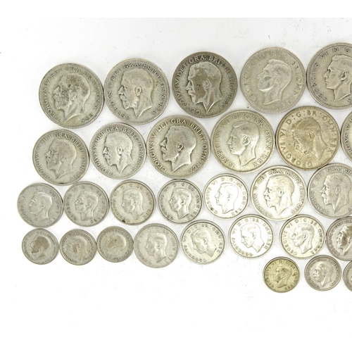 2343 - British pre decimal pre 1947 coins including half crowns, approximate weight 405.0g