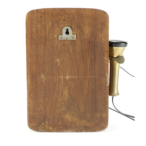 2188 - Oak wall mounted telephone with Siemens Brothers & Co. brass plaque, 30cm high