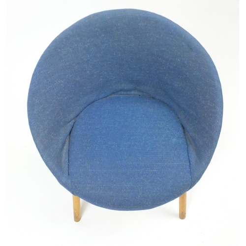 73 - Vintage tub chair with blue upholstery