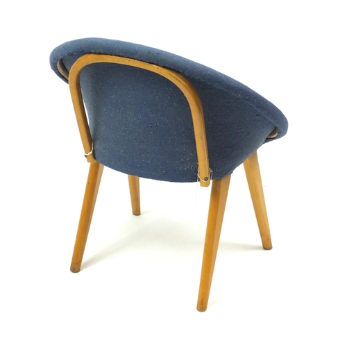 73 - Vintage tub chair with blue upholstery