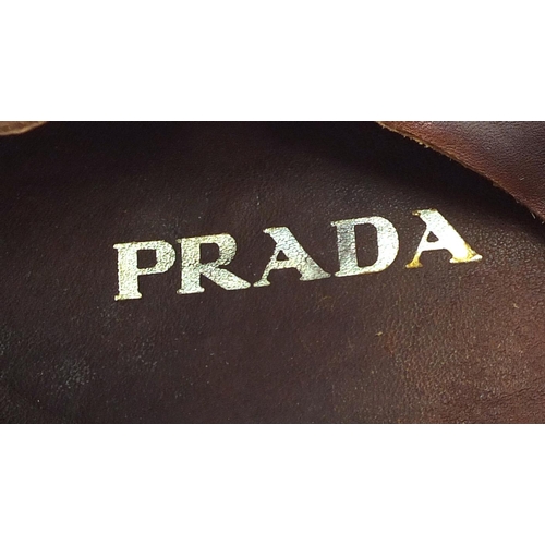 154 - Pair of vintage Prada Italian brown leather shoes, size 11