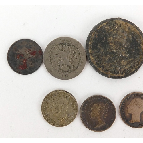 631 - Antique and later coinage including Victorian and silver three penny bits