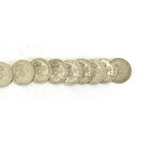 2345 - British pre decimal pre 1947 two shillings, approximate weight 554.0g