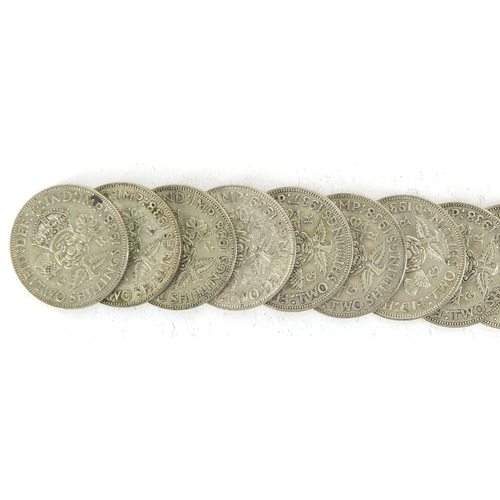 2351 - British pre decimal pre 1947 two shillings, approximate weight 553.0g