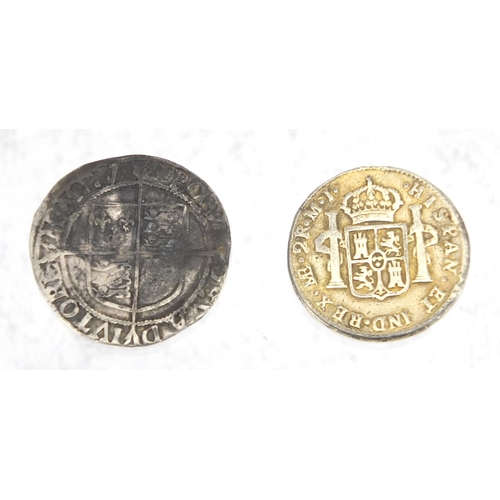 2340 - Elizabethan hammered silver coin and one other, approximate weight 12.8g