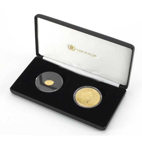 2316 - 50th Anniversary of England 1966 commemorative coin pair including a 9ct gold one crown, with certif... 