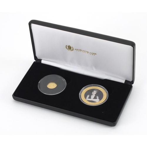 2317 - The Princess Diana commemorative pair including a 9ct gold crown, with certificate and fitted case