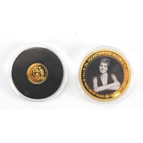 2317 - The Princess Diana commemorative pair including a 9ct gold crown, with certificate and fitted case