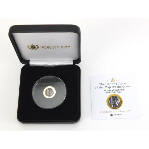 2337 - Life and Times of Her Majesty the Queen gold proof crown, with certificate and fitted case