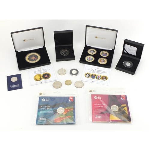 2333 - Commemorative coins some silver and proof including The Princess Diana one pound coin, Life and Time... 