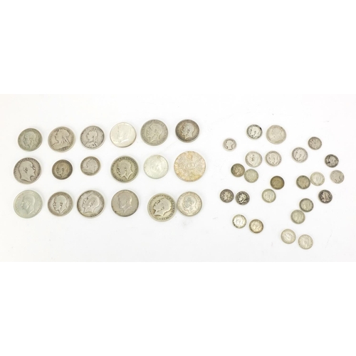 2341 - Predominantly British pre decimal pre 1947 coins including shillings and half crowns
