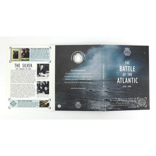 2315 - The Battle of The Atlantic proof coin set comprising 24ct gold ten pounds and four silver half crown... 