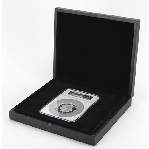 2320 - 2013 Britannia five ounce silver proof first stripe coin, numbered 2657, with certificates and fitte... 
