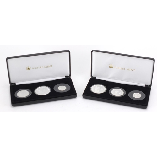 2323 - Two Jubilee Mint silver proof coin collections, with certificates and cases, The Queens Coronation J... 