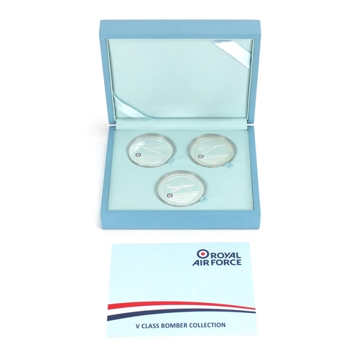 2326 - Royal Air Force V class bomber silver coin set, with fitted case