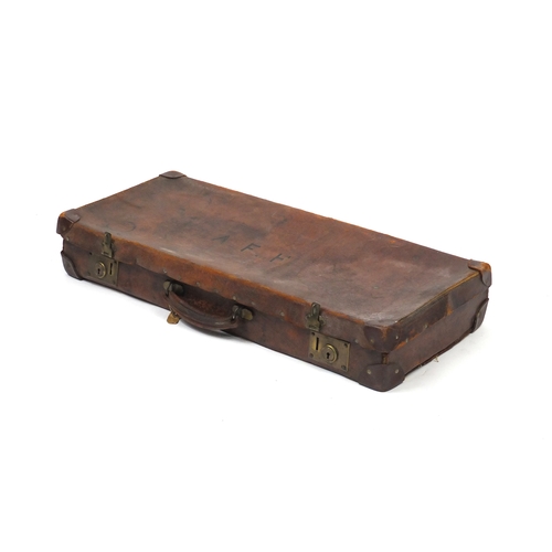 894 - Military interest brown leather gun case, 73cm in length