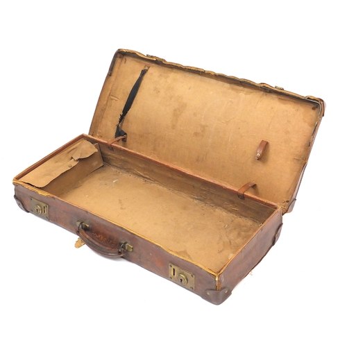 894 - Military interest brown leather gun case, 73cm in length