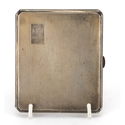 2403 - Rectangular silver cigarette case, with engine turned decoration, by Charles Edwin Turner, Birmingha... 