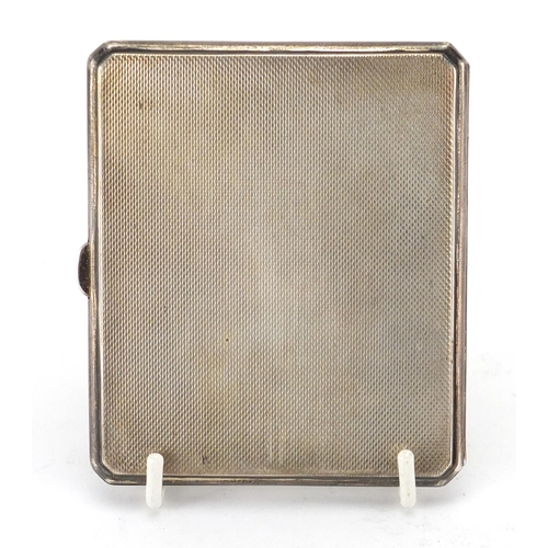2403 - Rectangular silver cigarette case, with engine turned decoration, by Charles Edwin Turner, Birmingha... 