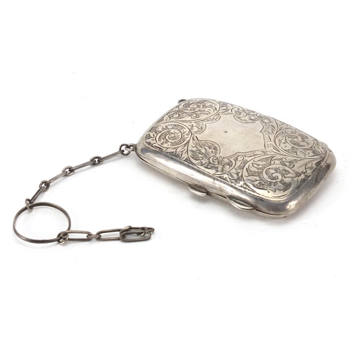 2384 - Rectangular silver cigarette case with floral chased decoration by Joseph Gloster Ltd. Birmingham 19... 
