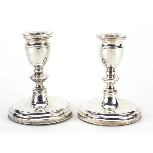 2385 - Pair of silver candlesticks by Mappin & Webb, Birmingham 1984, 12cm high, approximate weight 409.0g