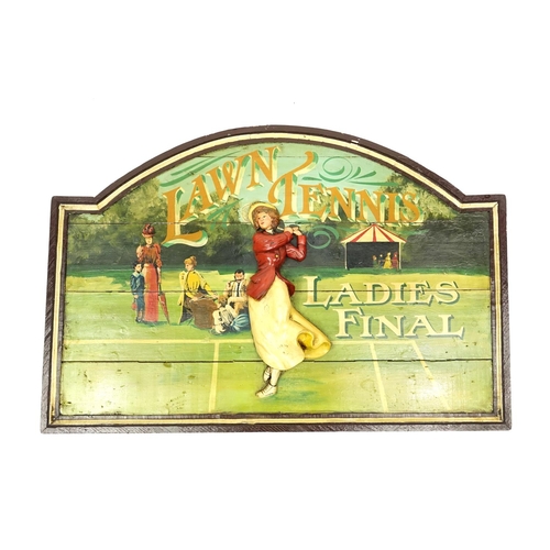 2016 - Hand carved and painted wooden Lawn Tennis Ladies Final panel, 92cm x 60cm