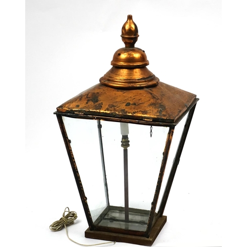 2029 - William Edgar vintage copper street lantern, 80cm high