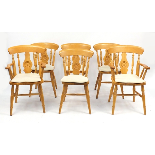 2031 - ** WITHDRAWN FROM SALE ** Modern light oak and white painted dining table, with six chairs including... 