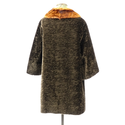 2253 - Vintage fur and simulated high pile overcoat