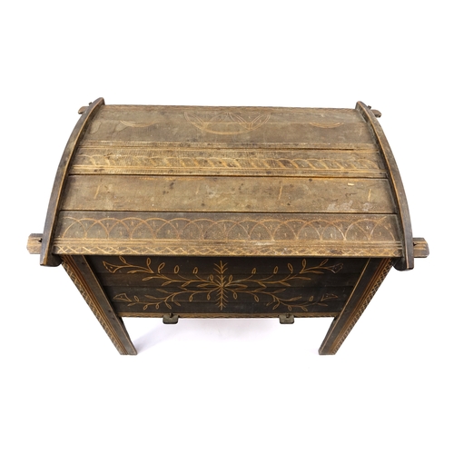 2015 - Italian stained wood bread bin, 90cm H x 88cm W x 58cm D