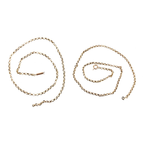 2434 - Two 9ct gold belcher link necklaces, each 46cm in length, approximate weight 11.0g