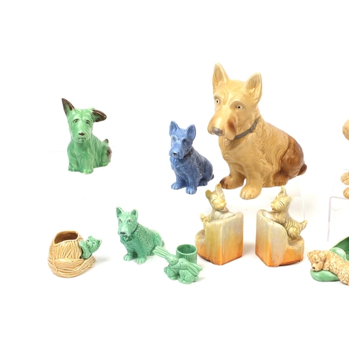 2074 - Mostly Sylvac animals and a pair of Art Deco Beswick dog bookends, the largest 29.5cm high