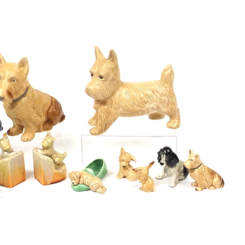 2074 - Mostly Sylvac animals and a pair of Art Deco Beswick dog bookends, the largest 29.5cm high