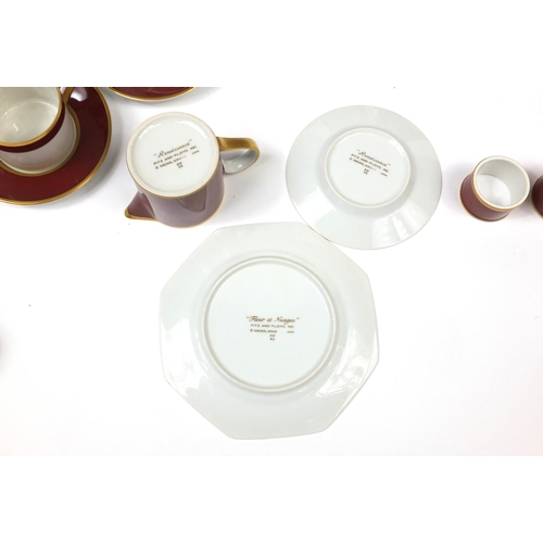 2077 - Fitz & Floyd Renaissance and Fleur et Nuages dinner ware including coffee pot and cups with saucers