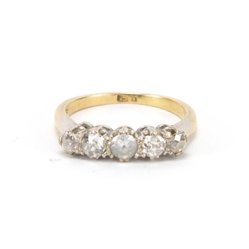 2443 - 18ct gold and platinum diamond and clear stone ring, size J, approximate weight 3.1g