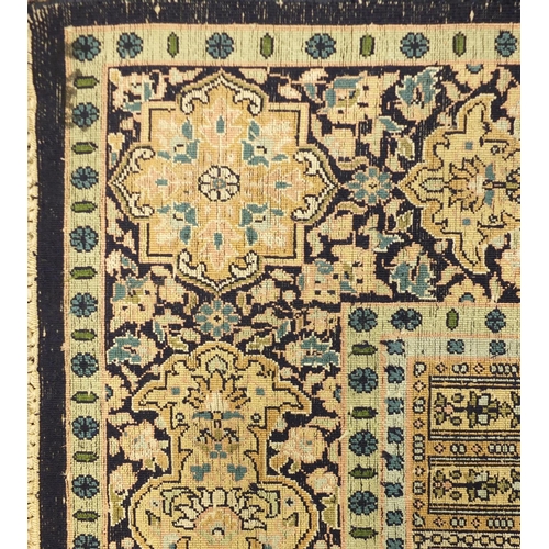 2051 - Rectangular Persian silk carpet runner having an all over panelled design, 300cm x 93cm
