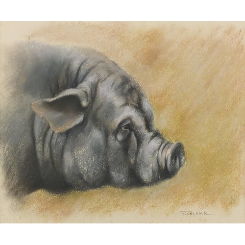 2168 - Joel Kirk - Pot Bellied Pig, pastel, mounted unframed, 29cm x 24cm