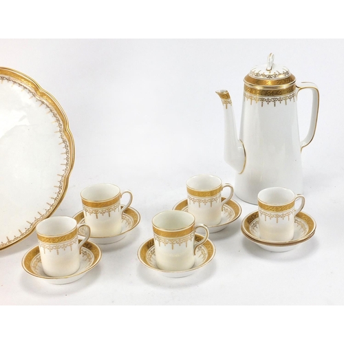 2221 - Royal Worcester five place coffee service, with comport, the largest 19cm high