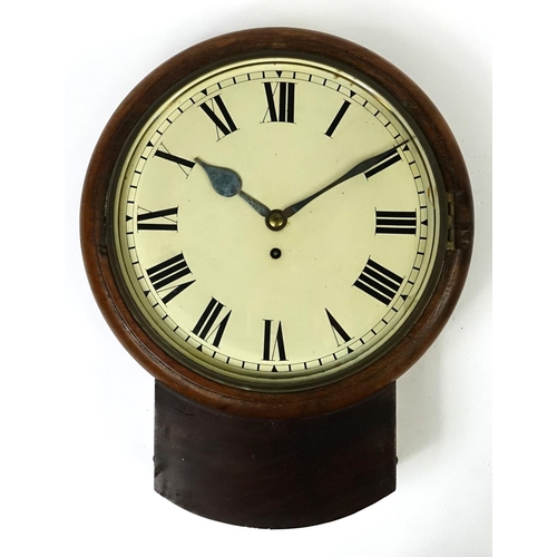 2023 - Victorian mahogany fusee drop dial wall clock, with Roman numerals , 47cm high