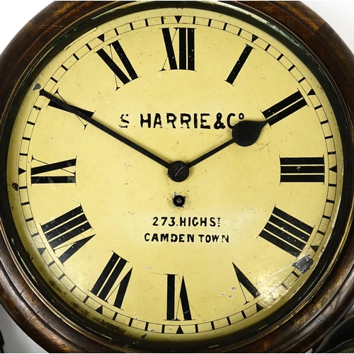 2032 - Victorian mahogany wall clock, the dial with Roman numerals, inscribed S Harrie & Co of Camden Town,... 