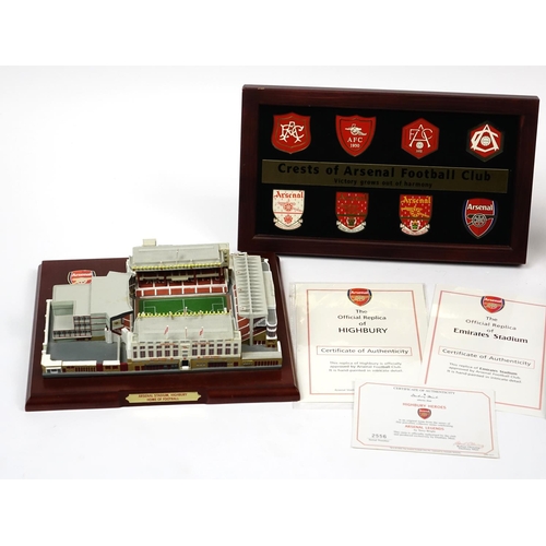 2080 - Two Arsenal football club replica stadiums, Danburry Mint stein and crests of Arsenal football club ... 