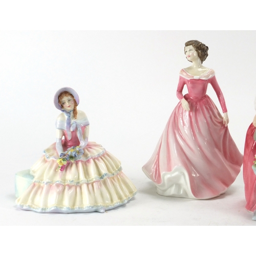 2217 - Lladro figurine of a young girl and three Royal Doulton figurines, Daydreams HN1731, Millie HN4212 a... 