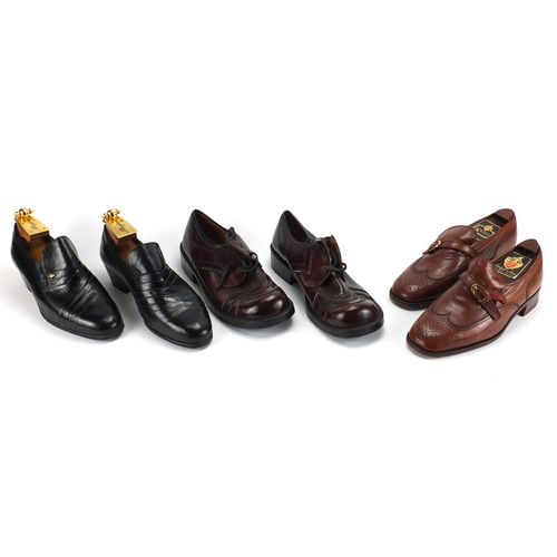 2259 - Three pairs of vintage leather shoes including Bally and Pierre Cardin