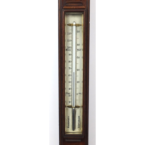 2043 - Georgian burr walnut stick barometer by Dollond of London with ivory dials, 95.5cm high