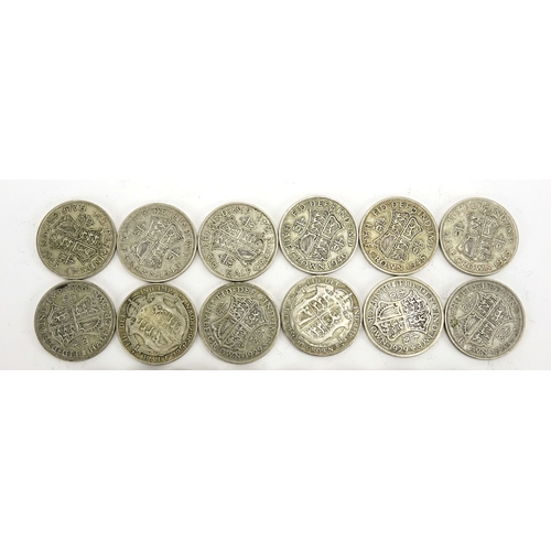 2347 - British pre decimal pre 1947 half crowns, approximate weight 550.0g