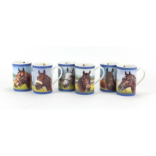 121 - Danbury Mint set of six racing legend cups including Red Rum, Desert Orchid and Arkle